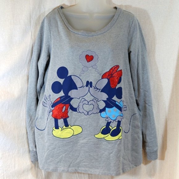 Disney Micky Mouse & Minnie Mouse Kissing Pullover Sweatshirt XL - Picture 2 of 10